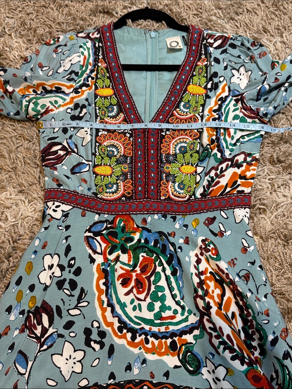 Akemi + Kin Anthropologie Beaded Boho V-Neck Mini Dress size 4 - Picture 12 of 16